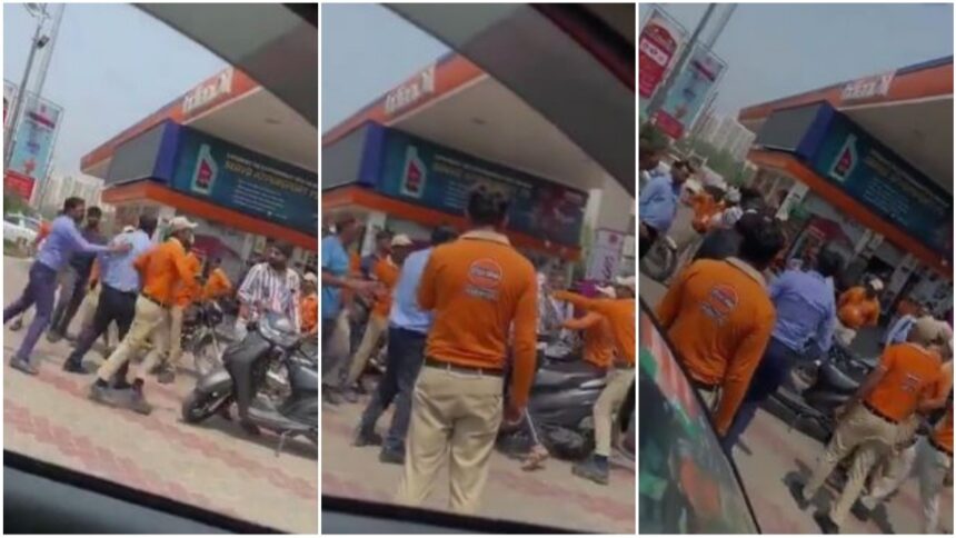 VIDEO: ग्रेटर नोएडा में पेट्रोल पंप पर स्कूटी सवार युवक से मारपीट, कर्मचारियों ने जमकर पीटा